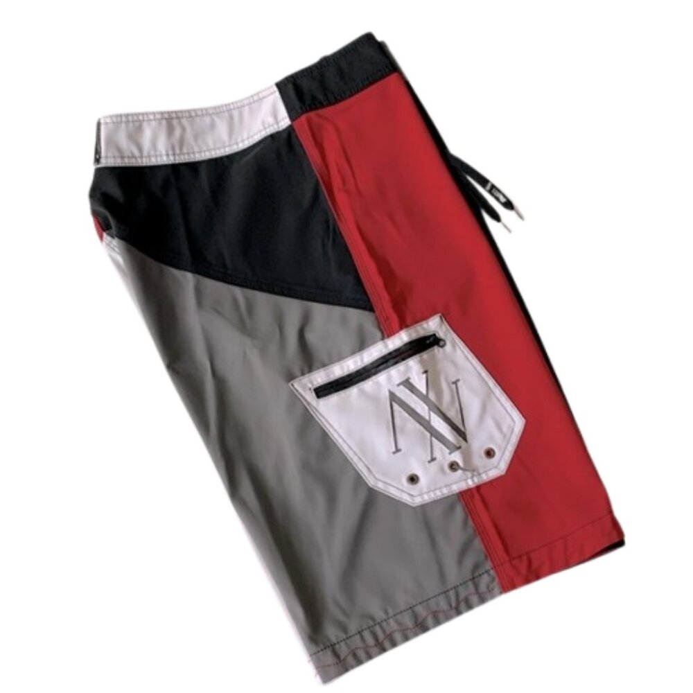 ATWATER  Men's Black and Red  Swim Shorts